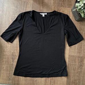 St. John Black Modal and Silk Top